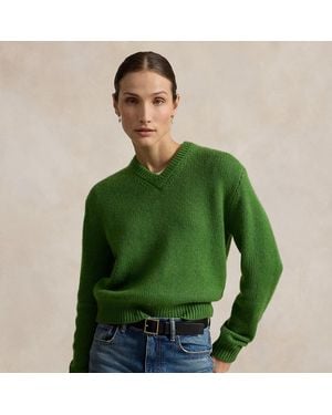 Polo Ralph Lauren Pull Col En V Cachemire - Vert