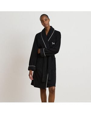 Ralph Lauren Vestaglia in pile con cagnolino ricamato - Nero