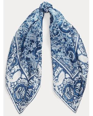 Ralph Lauren Foulard in seta habotai a fiori - Blu