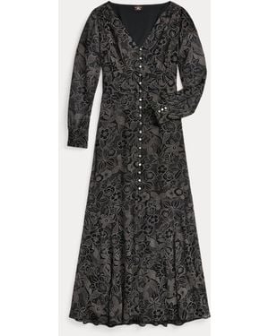 RRL Floral-print Cotton Voile Dress - Black