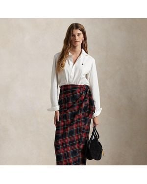 Ralph Lauren Plaid Wool-Blend Wrap Skirt - Red