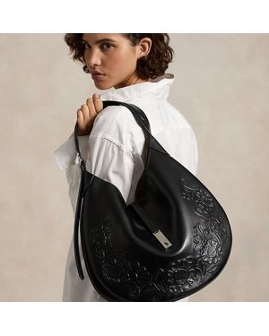 Polo Ralph Lauren Polo Id Leather Large Shoulder Bag - Black