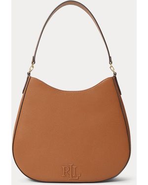 Ralph Lauren Pebbled Leather Large Adley Shoulder Bag - Brown