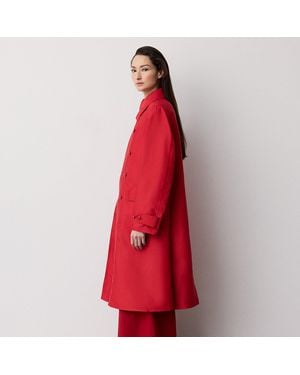 Ralph Lauren Raquel Silk-Blend Trench Coat - Red