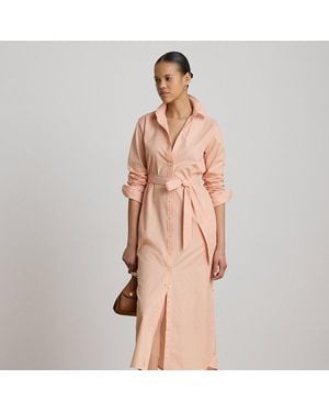 Ralph Lauren Striped End-On-End Cotton Shirtdress - Pink