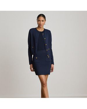 Ralph Lauren Button-Trim Jumper Pencil Miniskirt - Blue