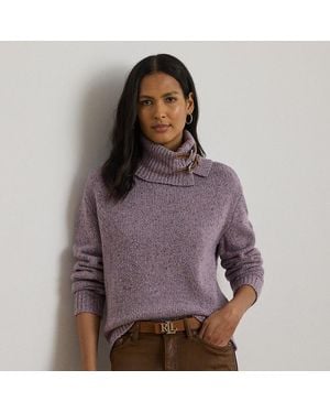 Ralph Lauren Ralph Lauren Buckle-Trim Mélange Turtleneck Sweater - Purple