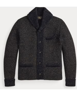 Ralph Lauren Jacquard-Knit Shawl-Collar Cardigan - Black
