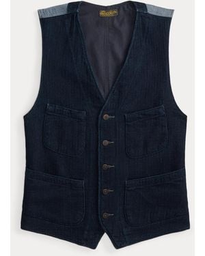 RRL Herringbone Waistcoat - Blue