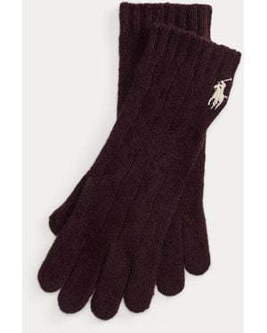Polo Ralph Lauren Cable-Knit Wool-Cashmere Gloves - Purple