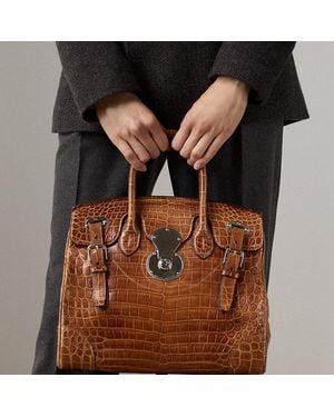 Ralph Lauren Sac Ricky 33 En Alligator - Marron