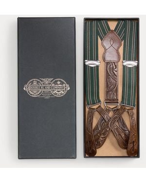 RRL Hand-Tooled Leather Braces - Grey