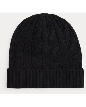 Ralph Lauren Cable-Knit Cashmere Beanie - Black
