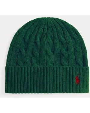 Polo Ralph Lauren Cable-Knit Wool-Cashmere Beanie - Green