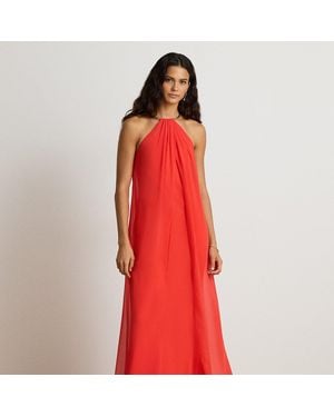 Ralph Lauren Neckholder-Abendkleid Aus Chiffon - Rot