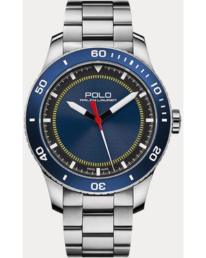 Polo Ralph Lauren 42 Mm Polo Sport Bezel Steel Watch - Blue