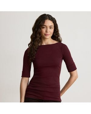 Ralph Lauren Stretch Cotton Boatneck T-Shirt - Red