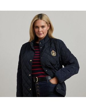 Ralph Lauren Curve - Crest-patch Quilted Mockneck Jacket - Blue