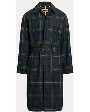 Ralph Lauren Plaid Waxed Twill Balmacaan Coat - Black