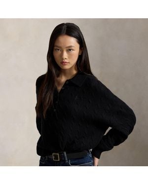 Polo Ralph Lauren Pull Col Polo Torsadé Laine Et Cachemire - Noir