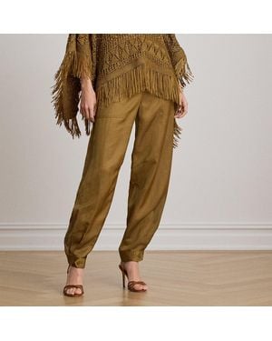 Ralph Lauren Shantung Barrel Cargo Ankle Trouser - Brown
