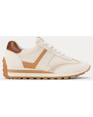 Ralph Lauren Dani Suede & Leather Trainer - Natural