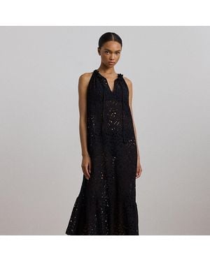 Ralph Lauren Midikleid-Cover-Up Mit Lochstickerei - Schwarz