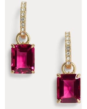 Ralph Lauren Gold-tone Stone Huggie Drop Earrings - Green