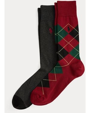 Polo Ralph Lauren Due paia di calze lunghe motivo Argyle - Rosso