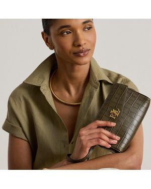 Ralph Lauren Croc-Embossed Tanner Crossbody Wallet - Green