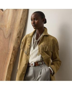 Ralph Lauren Ryland Lamssuède Jack Met Franje - Naturel