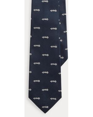Ralph Lauren Automobile-Patterned Silk Tie - Blue