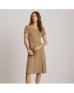 Ralph Lauren Cable & Rib-Knit Short-Sleeve Dress - Natural