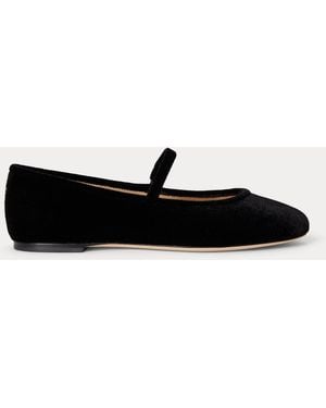 Ralph Lauren Jayna Velvet Mary Jane Flat - Black