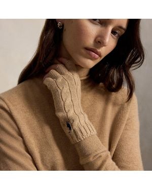 Ralph Lauren Cable Wool-Cashmere Fingerless Gloves - Brown