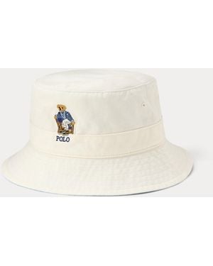 Ralph Lauren Polo Bear Twill Bucket Hat - White