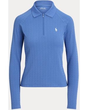 Ralph Lauren Cable Quarter-Zip Long-Sleeve Polo - Blue