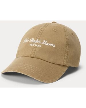 Ralph Lauren Embroidered-Logo Twill Ball Cap - Natural