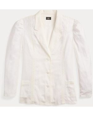 RRL Embroidered-Trim Linen-Cotton Jacket - White