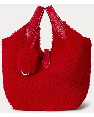 Polo Ralph Lauren Cabas Polo Play En Peau Lainée - Rouge