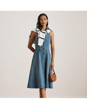 Ralph Lauren Paneled Denim Sleeveless Shirtdress - Blue