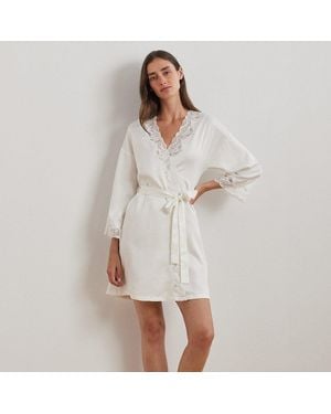 Ralph Lauren Vestaglia in raso con pizzo - Bianco