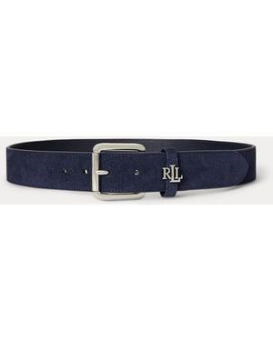 Ralph Lauren Suède Riem Met Logo Op De Houder - Blauw