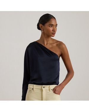 Ralph Lauren Blusa Asimétrica De Charmeuse De Raso - Azul
