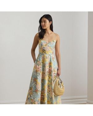 Ralph Lauren Floral Linen Sleeveless Midi Dress - Green