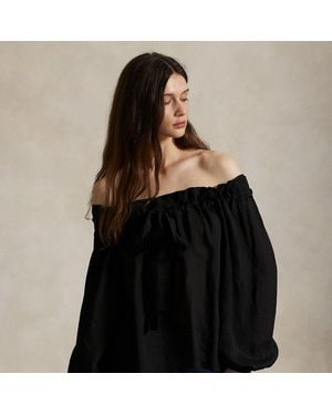Ralph Lauren Ruffle-Trim Off-The-Shoulder Top - Black