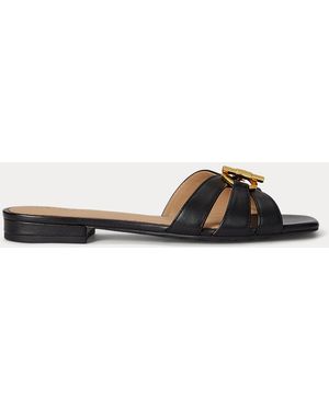 Ralph Lauren Blaike Nappa Leather Slide Sandal - Black
