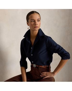 Polo Ralph Lauren Camisa De Algodón Y Seda Relaxed Fit - Azul