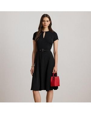 Ralph Lauren Abito in georgette con cintura - Nero