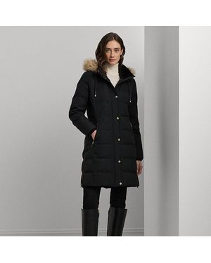 Ralph Lauren Piumino con pelliccia ecologica - Nero